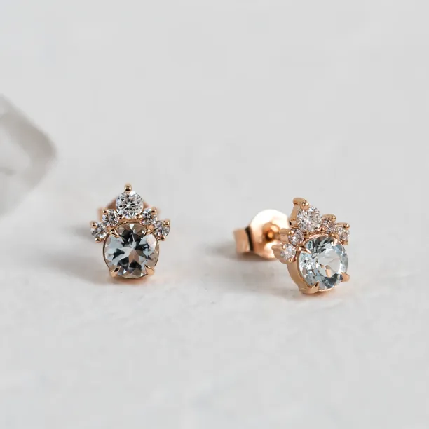 Gold earrings with aquamarines and diamonds DARIA Image