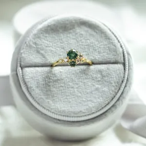 Cluster ring with moss agate and diamonds FANTASY Thumbnail