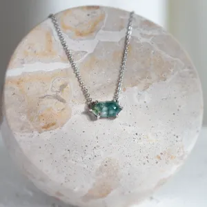 Gold necklace with hexagon moss agate VALINOR Thumbnail