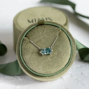 Gold necklace with hexagon moss agate VALINOR Thumbnail