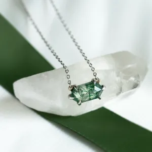 Gold necklace with hexagon moss agate VALINOR Thumbnail