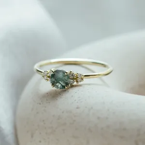 Gold moss agate ring with diamonds EDDIE Thumbnail