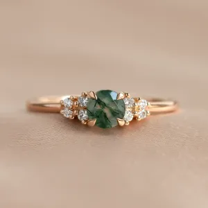 Gold moss agate ring with diamonds EDDIE Thumbnail