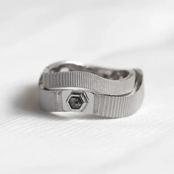 Unusual wedding rings with salt and pepper diamond JACKLYN Image
