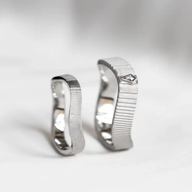 Original wedding rings with salt and pepper diamond CHARLES Image