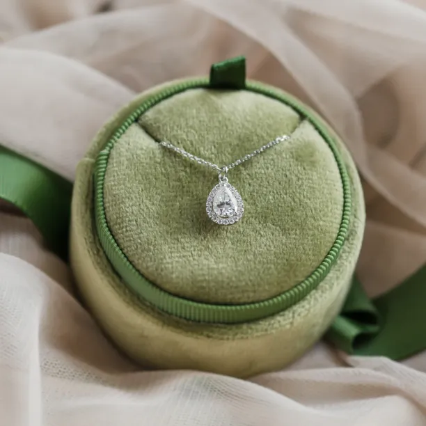 Gold halo pendant with moissanites GLORY Image