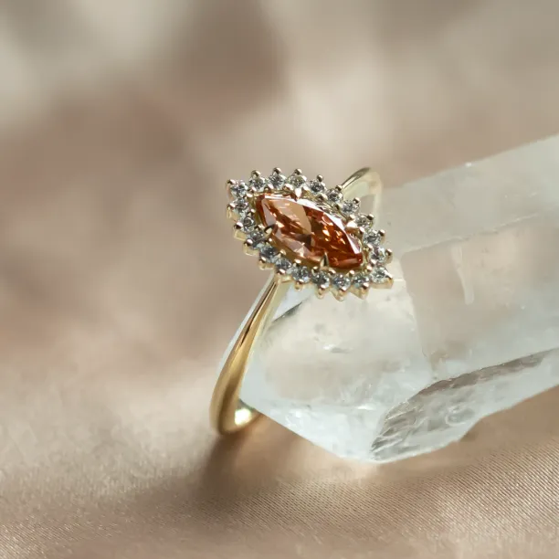 Orange lab grown diamond engagement ring TIANA Image