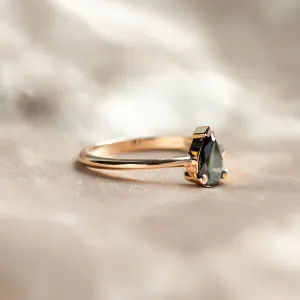 Green lab grown pear diamond engagement ring ALESSA Thumbnail