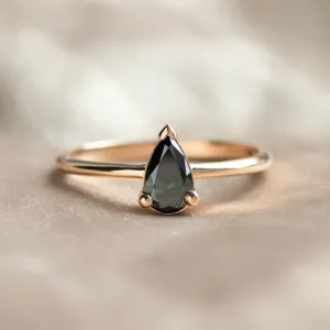 Green lab grown pear diamond engagement ring ALESSA