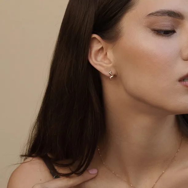 Minimalist gold earrings waves MIGNON Image