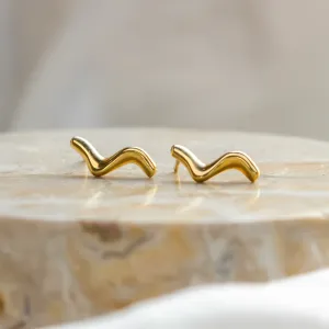 Minimalist gold earrings waves MIGNON