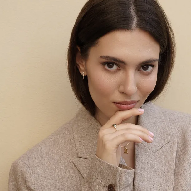 Minimalist gold diamond earrings CHANTAL Image