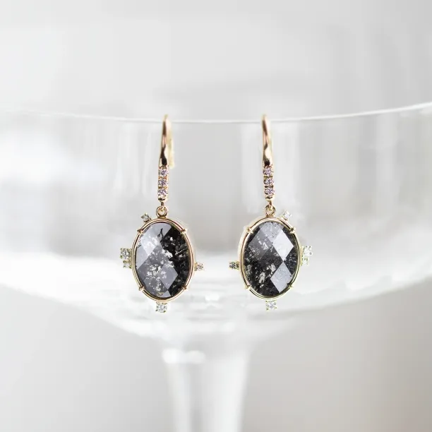 Salt and pepper diamond vintage earrings MARIBEL Image
