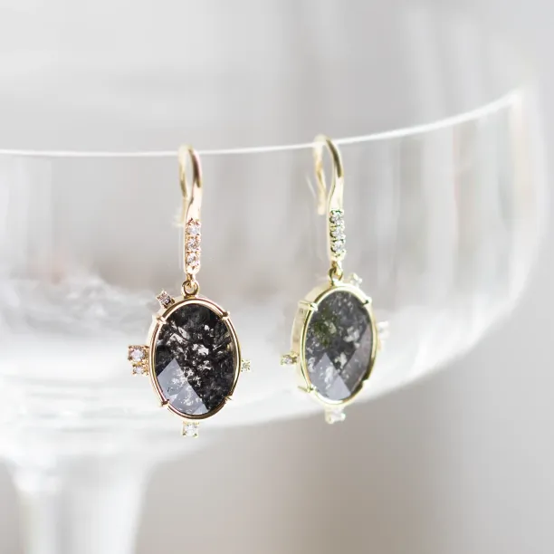 Salt and pepper diamond vintage earrings MARIBEL Image