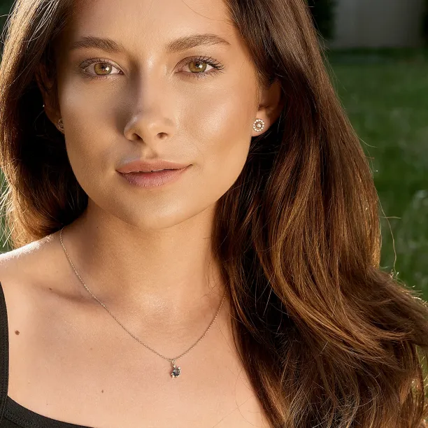 Gold pendant with asymmetrical sapphires and diamonds TRIX Image