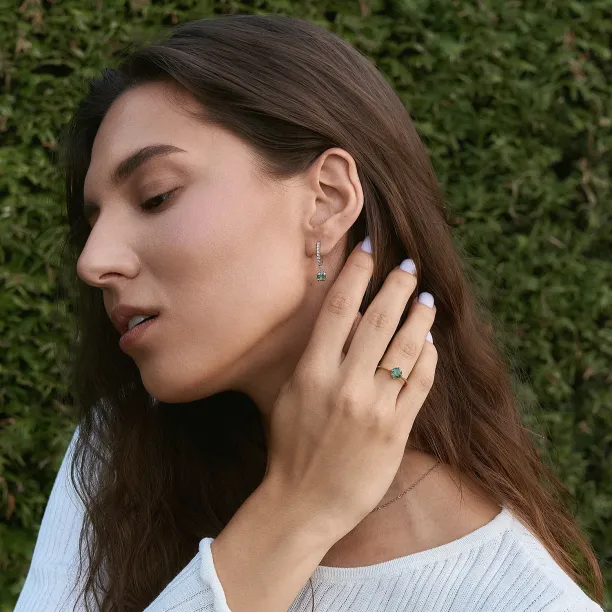 Minimalist moss agate engagement ring THOR Image