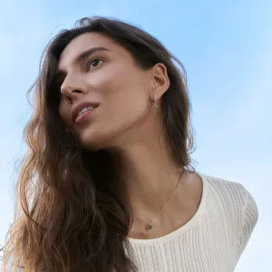 Gold necklace with round moss agate SIOBHAN