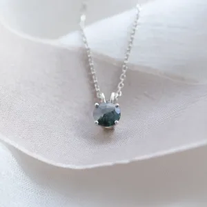 Gold necklace with round moss agate SIOBHAN Thumbnail