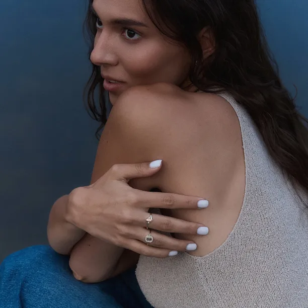 Art deco pink lab grown diamond engagement ring MOANA Image