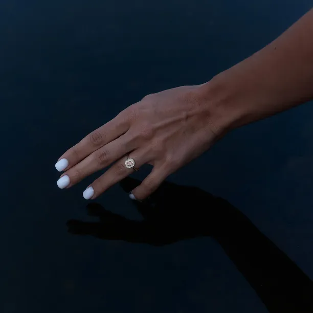 Art deco pink lab grown diamond engagement ring MOANA Image