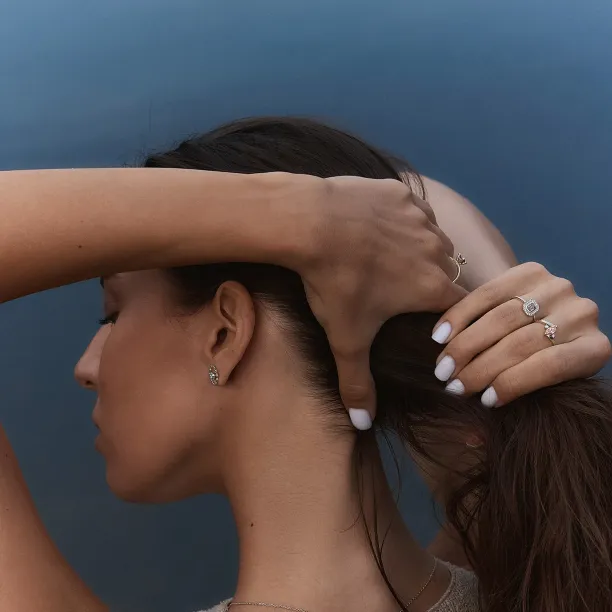 Art deco pink lab grown diamond engagement ring MOANA Image