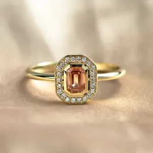 Art deco pink lab grown diamond engagement ring MOANA