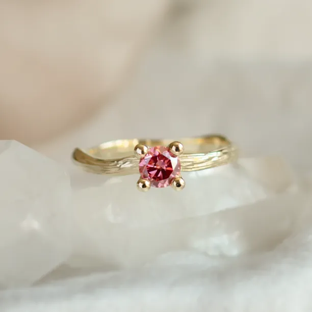 Pink lab grown diamond twig engagement ring ROWIK Image