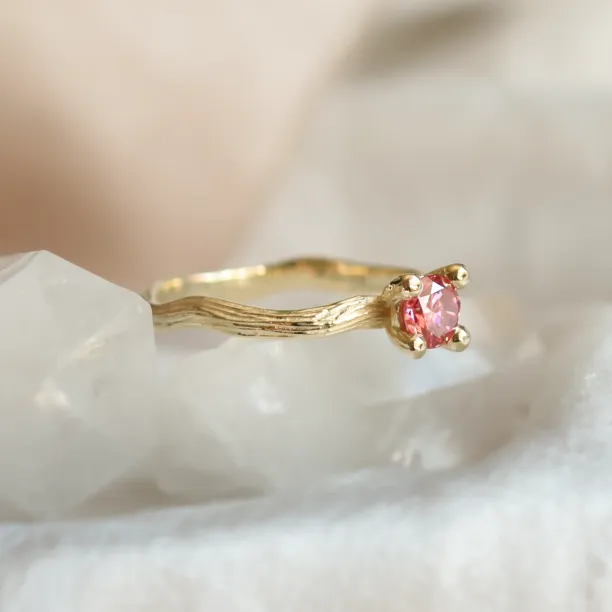 Pink lab grown diamond twig engagement ring ROWIK Image
