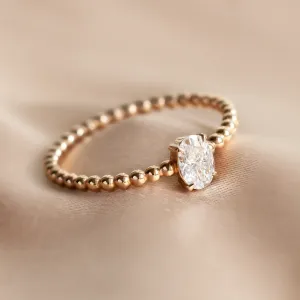 Minimalist beaded ball ring with moissanite CARLIN Thumbnail