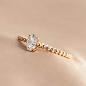 Minimalist beaded ball ring with moissanite CARLIN Thumbnail