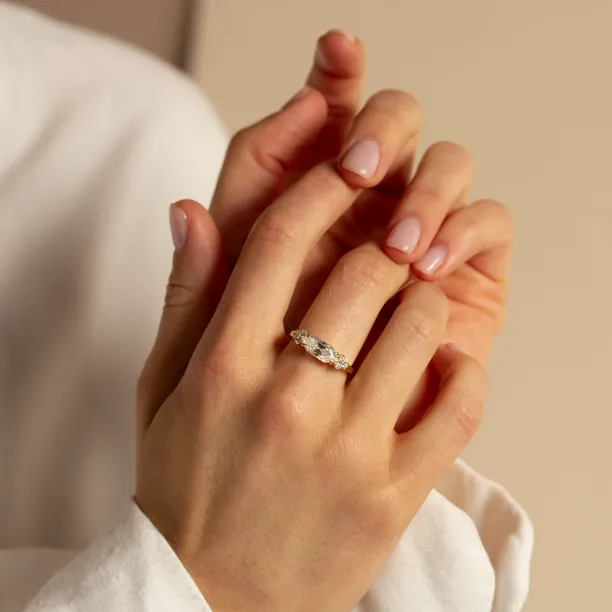 East west hexagon moissanite ring ASTRID Image