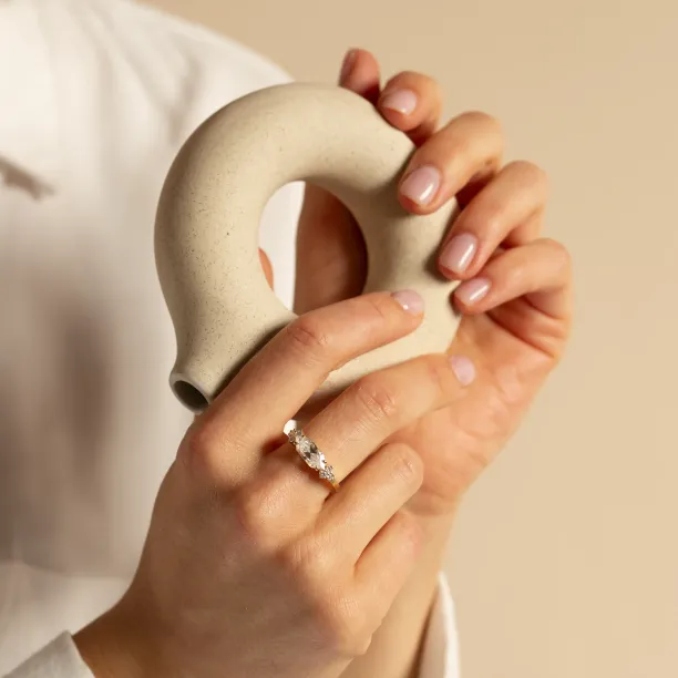 East west hexagon moissanite ring ASTRID Image