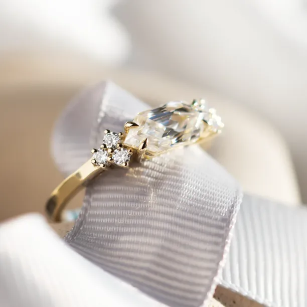 East west hexagon moissanite ring ASTRID Image