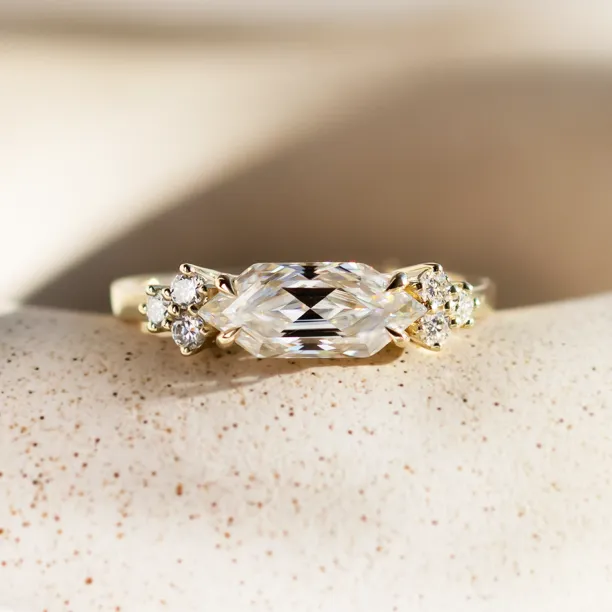 East west hexagon moissanite ring ASTRID Image