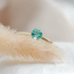 Gold engagement ring with emerald JADE Thumbnail