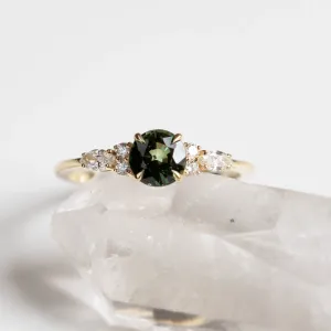 Natural green sapphire and diamond engagement ring MAIDEN