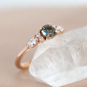 Natural green sapphire and diamond engagement ring MAIDEN Thumbnail