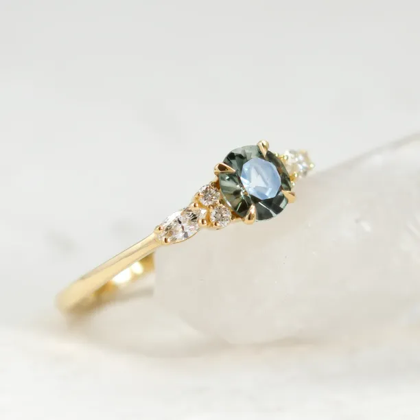 Natural green sapphire and diamond engagement ring MAIDEN Image