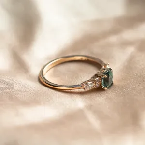 Natural green sapphire and diamond engagement ring MAIDEN Thumbnail