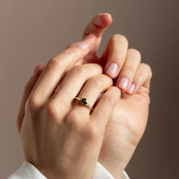 Natural green sapphire and diamond engagement ring MAIDEN Image