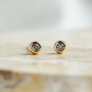 Gold stud earrings with gemstone of your choice ALLA Thumbnail