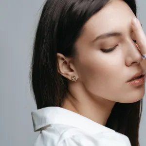 Gold stud earrings with gemstone of your choice ALLA Thumbnail