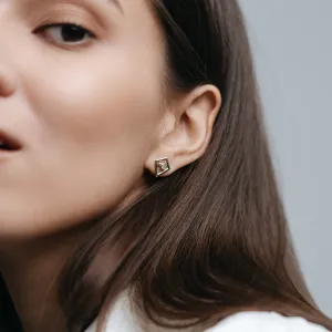 Gold stud earrings with gemstone of your choice ALLA Thumbnail