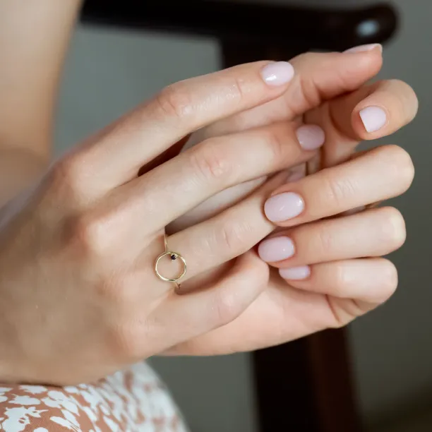 Red garnet minimalist ring MERIDAL Image