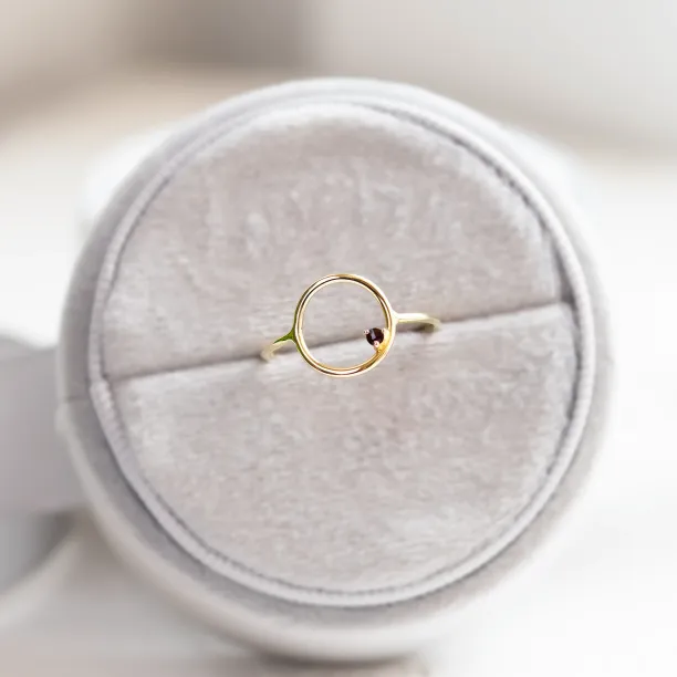 Red garnet minimalist ring MERIDAL Image