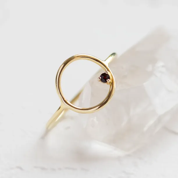 Red garnet minimalist ring MERIDAL Image