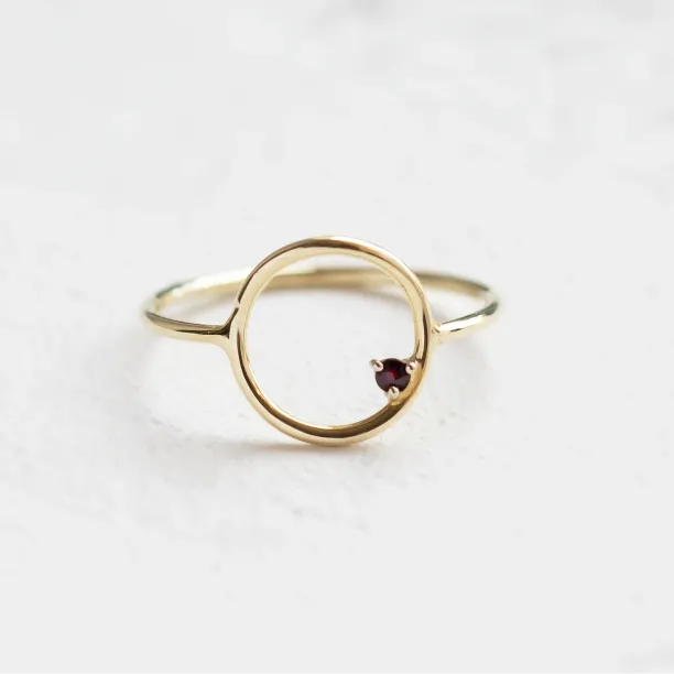 Red garnet minimalist ring MERIDAL Image