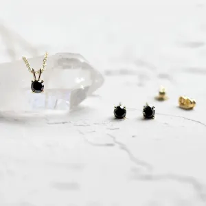 Black diamond stud earrings BLADELL Thumbnail