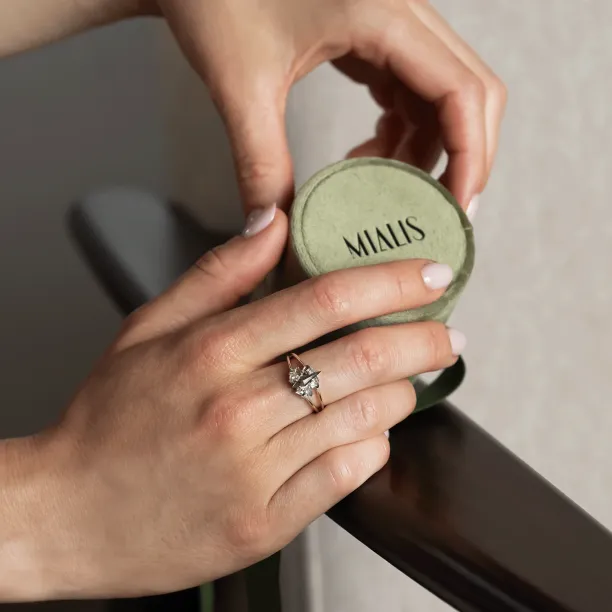 Vintage salt and pepper diamond engagement ring IRINA Image