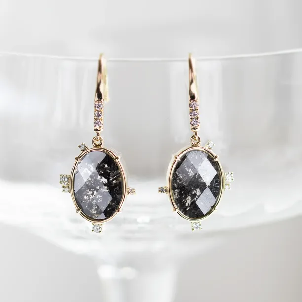 Salt and pepper diamond vintage earrings MARIBEL Image
